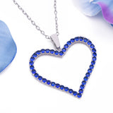 Sterling Silver Blue Sapphire Heart White Gold Pendant Necklace - Artisan Carat