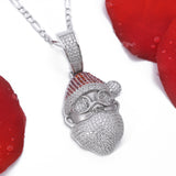 Sterling Silver Santa Claus CZ Pendant with Necklace - Artisan Carat