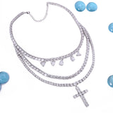 Women's Bold Layer Cross CZ Choker Necklace Fashion Jewelry - Artisan Carat