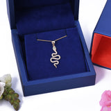 Snake Set Ear Crawler Earrings & Pendant with Necklace in 14k Yellow Gold - Artisan Carat