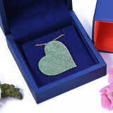 Green Emerald Big Heart Yellow Gold Pendant Necklace in Sterling Silver - Artisan Carat