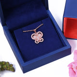 Sterling Silver Butterfly CZ Rose Gold Pendant with Moon Cut Necklace - Artisan Carat
