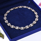 Women's Mariner Puff CZ Link Chain Choker Necklace Yellow Gold Plated - Artisan Carat