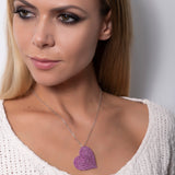 Pink Sapphire Big Heart Pendant Necklace in Sterling Silver - Artisan Carat