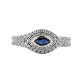 Organic Blue Sapphire Diamond Ring in 18k White Gold - Artisan Carat