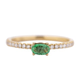 Organic Green Emerald Dainty Diamond Ring in 18k Yellow Gold - Artisan Carat