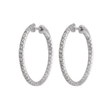 Large Inside Outside Diamond Hoop Earrings in 18k White Gold - Artisan Carat
