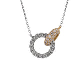 Interlocking Love Diamond Pendant Necklace in 18k White & Yellow Gold - Artisan Carat