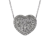 Diamond Valentine Heart Pendant Necklace in 18k White Gold - Artisan Carat