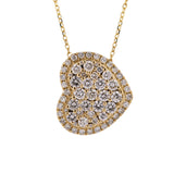 Diamond Valentine Heart Pendant Necklace in 18k Yellow Gold - Artisan Carat