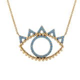 18K Yellow Gold Turquoise Evil Eye Pendant Necklace - Artisan Carat