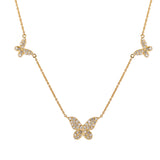 Diamond Butterfly Trio Pendant Necklace in 18k Yellow Gold - Artisan Carat