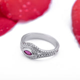 Organic Ruby Evil Eye Diamond Ring in 18k White Gold - Artisan Carat