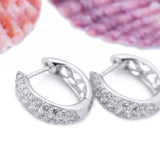 Three Row Diamond Huggies Earrings in 18k White Gold - Artisan Carat