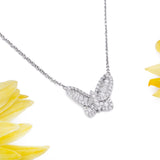 Butterfly Diamond Pendant Necklace in 18k White Gold - Artisan Carat