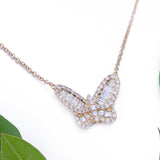 Butterfly Diamond Pendant Necklace in 18k Yellow Gold - Artisan Carat