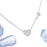 Diamond Heart Key & Lock Pendant Necklace in 18k White Gold - Artisan Carat