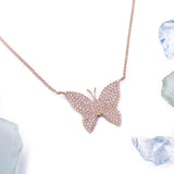 18k Yellow Gold Diamond Monarch Butterfly Pendant Necklace - Artisan Carat