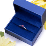 Organic Ruby Dainty Diamond Ring in 18k Rose Gold - Artisan Carat