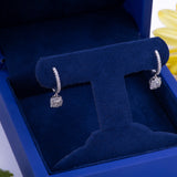 Diamond Cluster Dangle Huggie Earrings in 18k White Gold - Artisan Carat