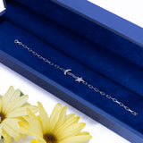 Star Moon Diamond Paper Clip Bracelet in 18k White Gold - Artisan Carat