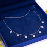 Cleopatra Diamond Bezel Pendant Necklace in 18k White Gold - Artisan Carat