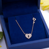 Diamond Heart & Key Pendant Necklace in 18k Yellow Gold - Artisan Carat
