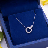 Interlocking Love Diamond Pendant Necklace in 18k White Gold - Artisan Carat