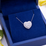 Diamond Valentine Heart Pendant Necklace in 18k White Gold - Artisan Carat