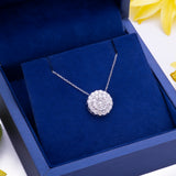 Diamond Halo Pendant Necklace in 18k White Gold - Artisan Carat