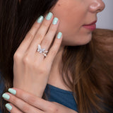 Mother Daughter Diamond Butterfly Ring in 18k White & Rose Gold - Artisan Carat