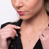 Dainty Diamond Cross Pendant Necklace in 18k White Gold - Artisan Carat