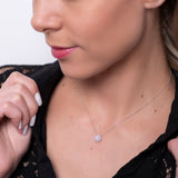 Diamond Halo Quarter Carat Pendant Necklace in 18k White Gold - Artisan Carat