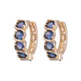 Blue Sapphire September Huggie Earrings in 14k Yellow Gold - Artisan Carat