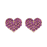 Red Ruby Heart Earrings in 14k Yellow Gold - Artisan Carat