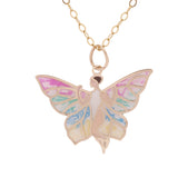 Fairy Enamel Pendant with Necklace in 14k Yellow Gold - Artisan Carat