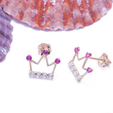 Ruby Crown Earrings in 14k Yellow Gold - Artisan Carat
