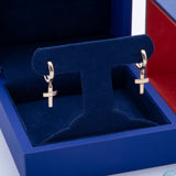 Hanging Cross Earrings in 14k Yellow Gold - Artisan Carat