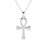 Silver Ankh Cross Pendant Necklace - Artisan Carat