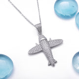 Airplane Pendant Necklace in Sterling Silver - Artisan Carat