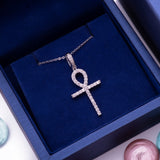 Sterling Silver Dainty Ankh Cross CZ Pendant Necklace - Artisan Carat