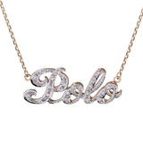 14k Two-Tone Gold Classic Script Diamond Name Necklace - Artisan Carat