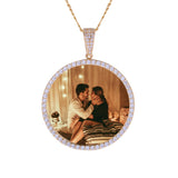 14k Yellow Gold Round Photo Picture Pendant Necklace - Artisan Carat