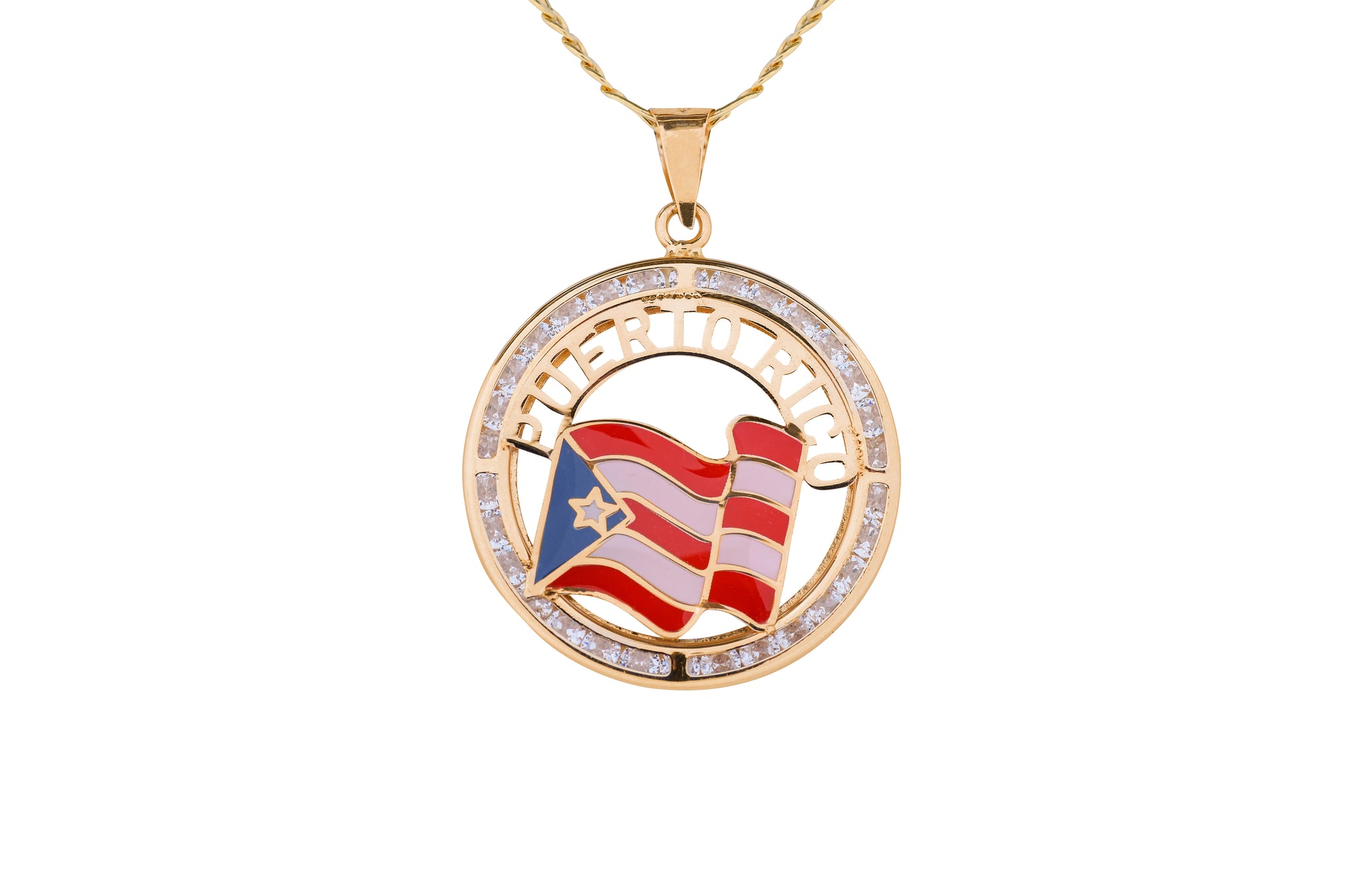Amazon.com: CaliRoseJewelry Puerto Rico Pendant in 14k Yellow Gold :  Clothing, Shoes & Jewelry