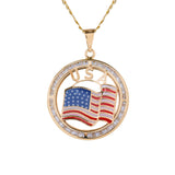 14k Gold American Flag USA Charm Necklace - Artisan Carat