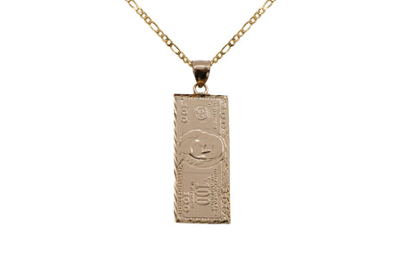 One Hundred Dollar Bill Pendant Necklace 14k Gold | Everyday 