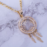 14k Gold Dreamcatcher Feather Pendant Necklace - Artisan Carat