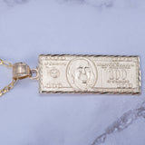 One Hundred Dollar Bill Pendant Necklace 14k Gold - Artisan Carat