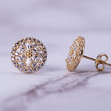 14k Gold Flower Bezel Stud Earrings - Artisan Carat