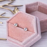 14k Gold Solitaire Round Cubic Zirconia Stud Earrings - Artisan Carat